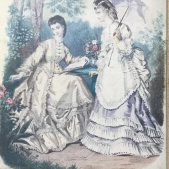 2 1879 Original La Mode Illustree Fashion Chromolithograph Framed Prints - Picture 7 of 7
